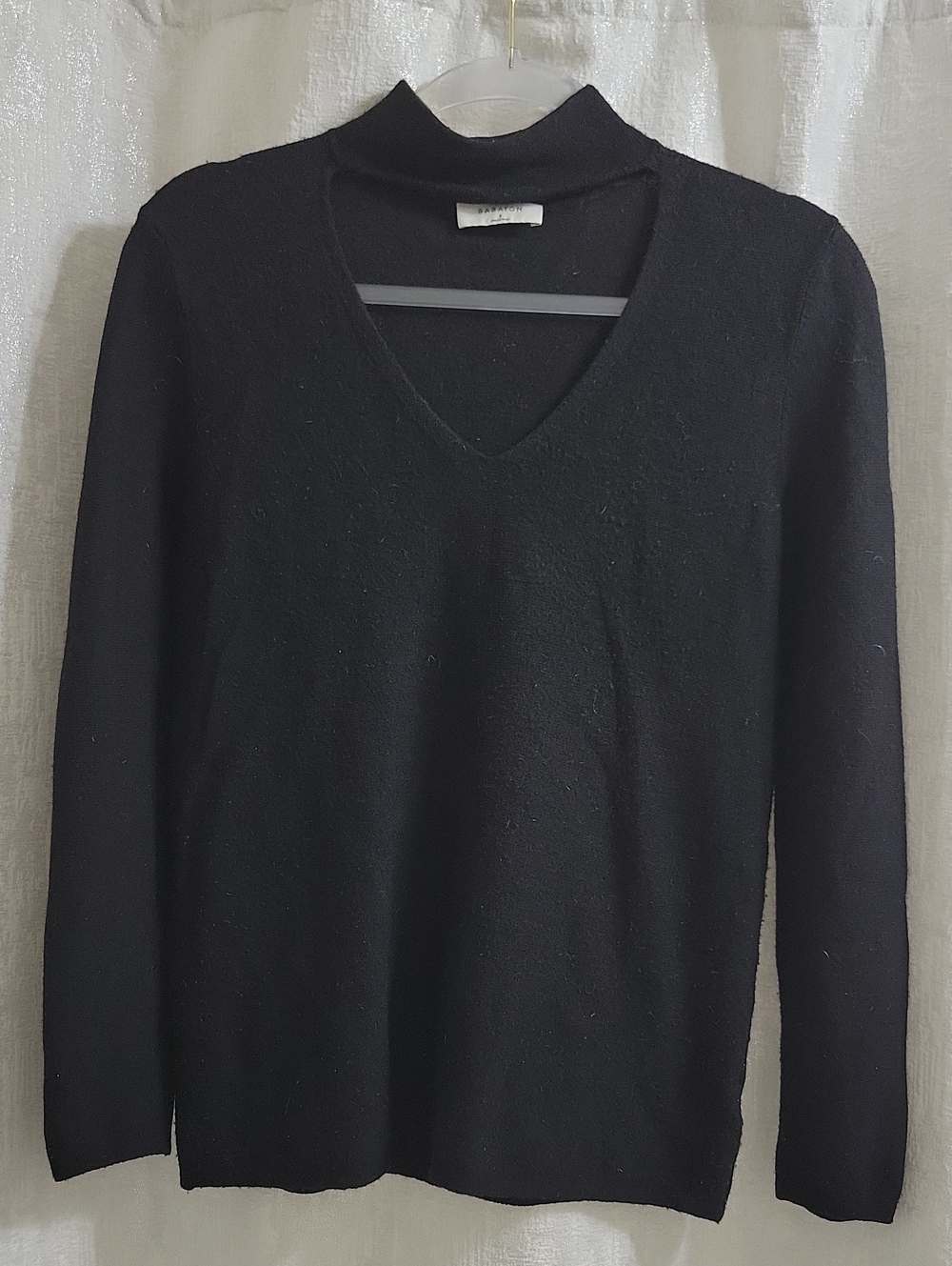 Babaton Black V-Neck Chocker -Turtleneck Sweater